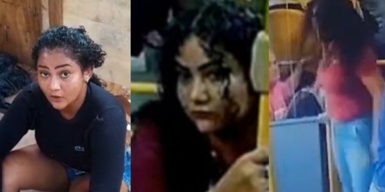 Vanessa da Silva Marques, de 22 anos, aparece com os comparsas roubando. Foto: Reprodução