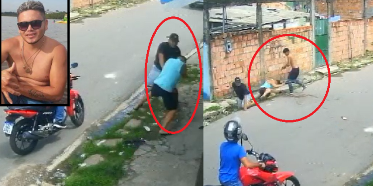 A vítima reage, em seguida outro criminoso corre e atira. Foto: Reprodução