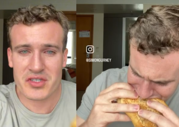 O australiano voltou para mais uns dias na cidade e foi logo matar a saudade do sanduíche. Foto: Reprodução