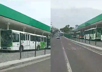 Uma grande fila com a frota parada se formou. Foto: Reprodução