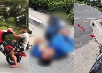 A moto aparentava ser nova e se quebrou toda, assim como o dono. Foto: Reprodução