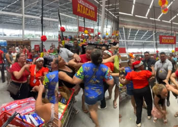 A briga foi registrada por um dos clientes. Foto: Reprodução