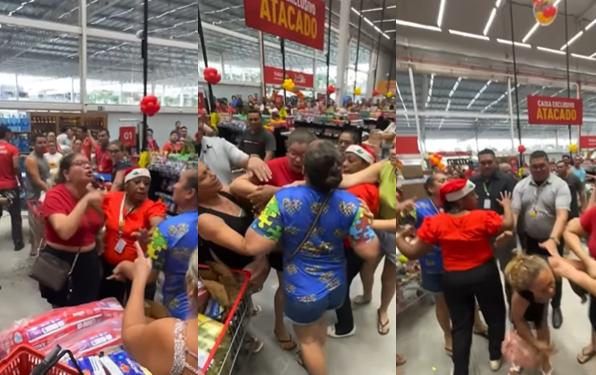 A briga foi registrada por um dos clientes. Foto: Reprodução