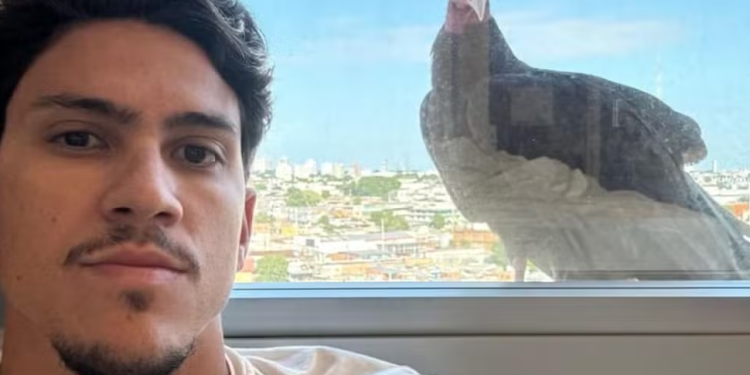 O atacante acordou desse jeito e postou nas redes sociais. Foto: Reprodução