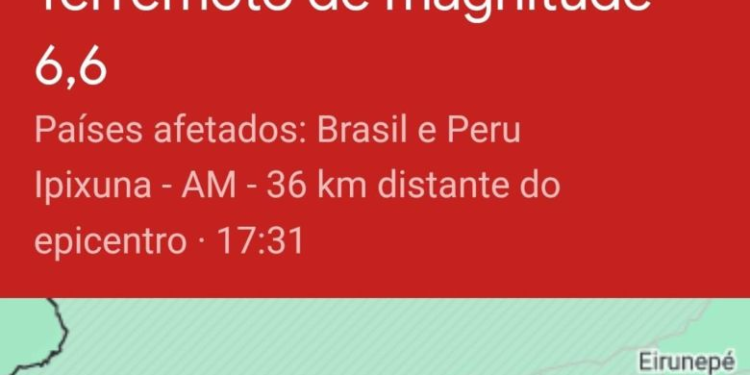 Segundo o Serviço Geológico da Colômbia, o tremor aconteceu a 614km de profundidade. Foto: Reprodução