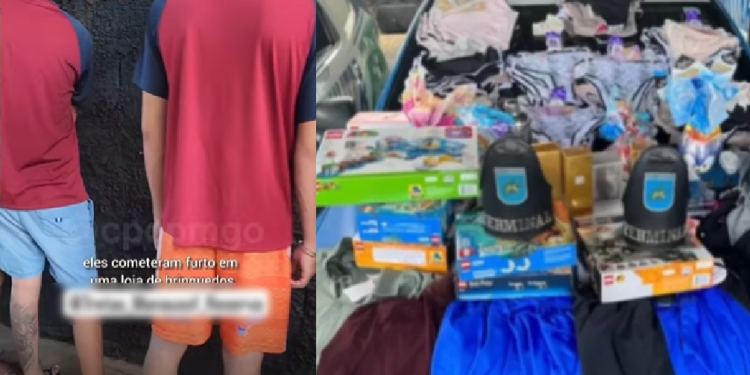 Quadrilha levou brinquedos, roupas e perfumes do shopping em Goiânia. Foto: Reprodução
