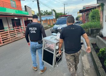 A loteria organizada pelo casal, conhecida como 'Amanhecer da Sorte', foi fechada pelos policiais. Foto: Divulgação/PC-AM