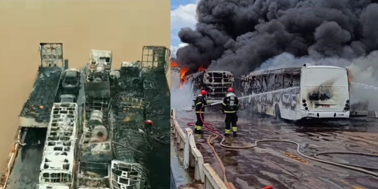 A balsa foi incendiada na última sexta-feira (15). Foto: Reprodução