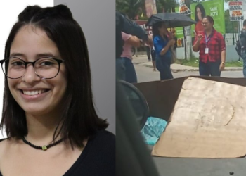 A jovem estava de capacete, mas o impacto foi muito forte. Foto: Reprodução