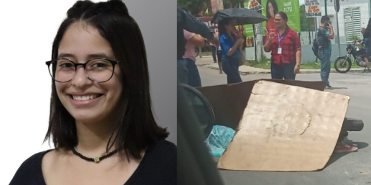 A jovem estava de capacete, mas o impacto foi muito forte. Foto: Reprodução