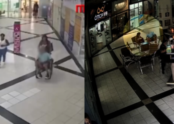 Câmeras flagraram a mulher circulando por shopping e depois agência. Foto: Reprodução