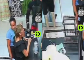 As mulheres distraem a atendente. Foto: Reprodução