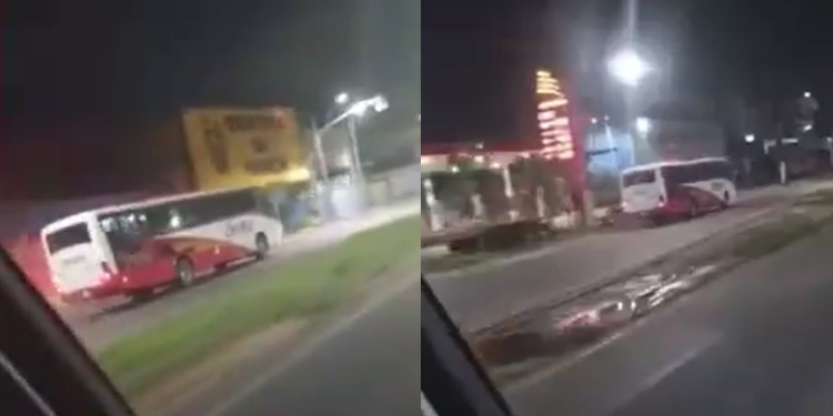 O ônibus estava no sentido Centro, mas indo na pista sentido bairro. Foto: Reprodução