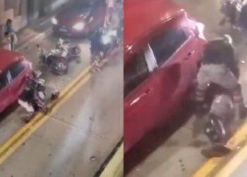 Vídeo: policial da Rocam fica todo 'arrebentado' em acidente na Avenida Darcy Vargas