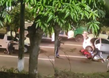 Vídeo mostra ação de PMs na rua para prender quadrilha que faziam arrastão no Ouro Verde: "sai do carro p*rra"