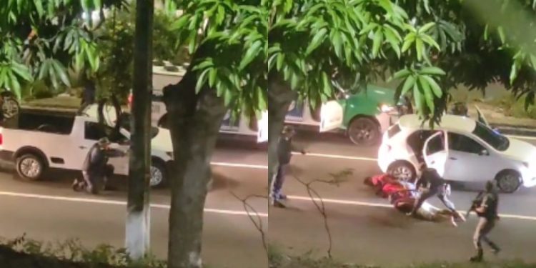 Vídeo mostra ação de PMs na rua para prender quadrilha que faziam arrastão no Ouro Verde: "sai do carro p*rra"