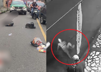 A vítima acordou e ao se levantar foi se desequilibrando e caiu no meio da rua. Foto: Reprodução