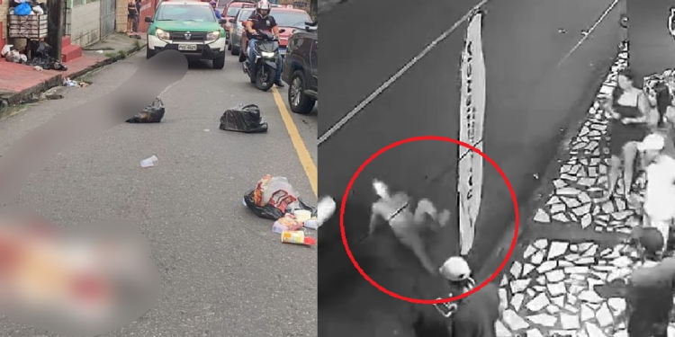 A vítima acordou e ao se levantar foi se desequilibrando e caiu no meio da rua. Foto: Reprodução