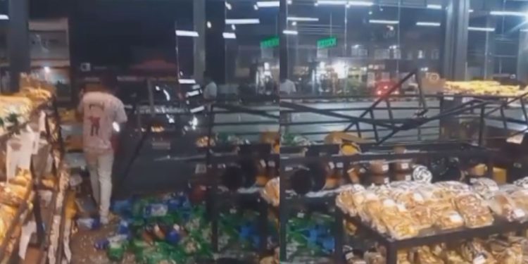 Vídeo: mulher pisa no acelerador achando que estava na 'marcha ré' e invade supermercado em Manaus