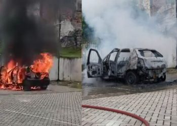 Vídeo: mulheres escapam da morte após carro começar a pegar fogo no São Raimundo