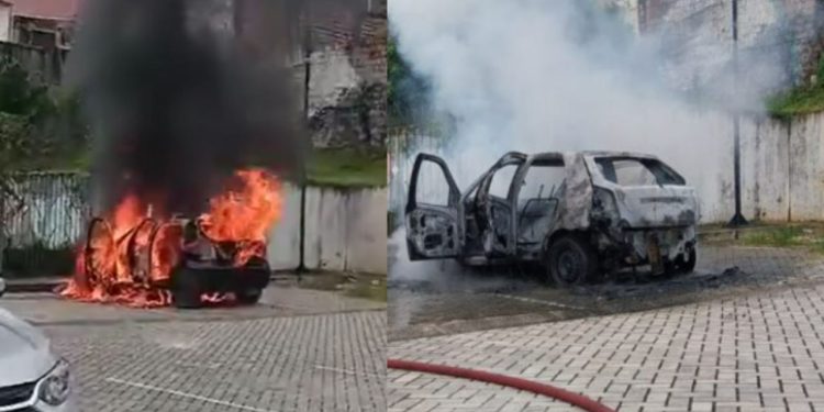 Vídeo: mulheres escapam da morte após carro começar a pegar fogo no São Raimundo