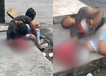 Vídeo forte: homem acusado de roubo chora após ter os dedos decepados por terçado em Manaus