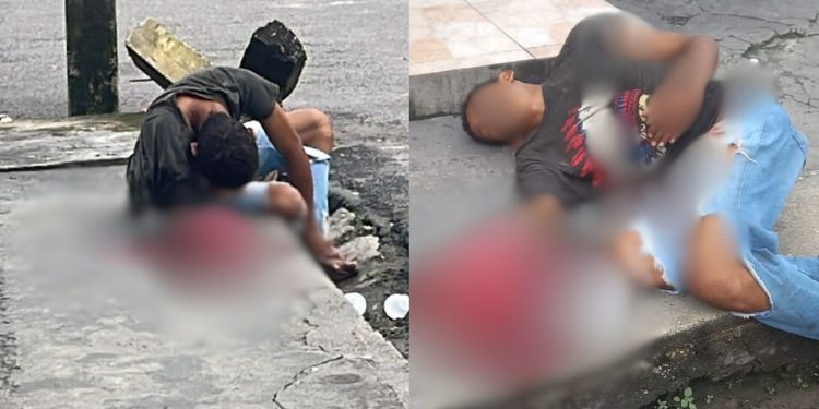 Vídeo forte: homem acusado de roubo chora após ter os dedos decepados por terçado em Manaus
