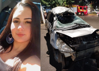 Gabrieli Soares, de 23 anos, foi arremessada para fora do carro. Foto: Reprodução