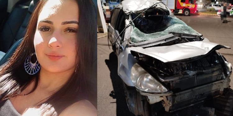 Gabrieli Soares, de 23 anos, foi arremessada para fora do carro. Foto: Reprodução