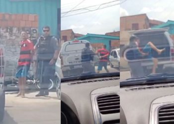 Vídeo: 'Amostradrinho' foge de moto da PM no Coroado e clama pela tia na hora de ir pro camburão