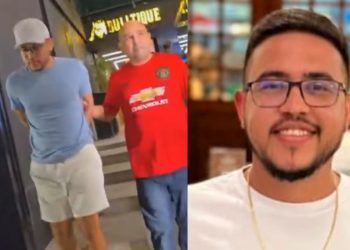 Vídeo: 'Rafa do PCC', procurado por aplicar golpes em professores sai de restaurante algemado pela polícia em Manaus