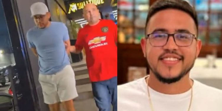 Vídeo: 'Rafa do PCC', procurado por aplicar golpes em professores sai de restaurante algemado pela polícia em Manaus