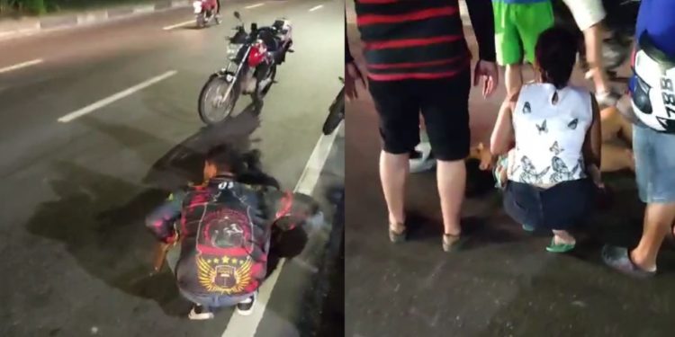 VÍDEO: Pedestre atravessa correndo, motociclista desvia a acaba caindo na avenida das Torres