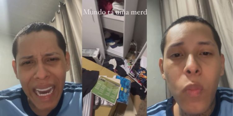 Karma? Blogueiro William Barão chora mostrando quarto revirado após ter casa invadida e roubada em Manaus