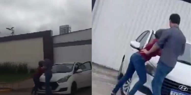 Confusão na porta de motel: mulher pega o marido saindo do Eros Motel com outra- VÍDEO