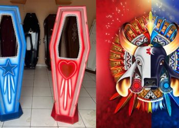Tá pensando em morr3r? Em Parintins até caixões são personalizados com os bois Garantido e Caprichoso