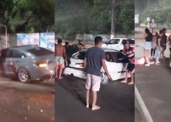 VÍDEO: 'Playboyzinho' com carro de luxo causa acidente na Ponta Negra e deixa família ferida
