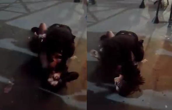 A cliente estava no chão, imobilizada e apanhando. Foto: Reprodução