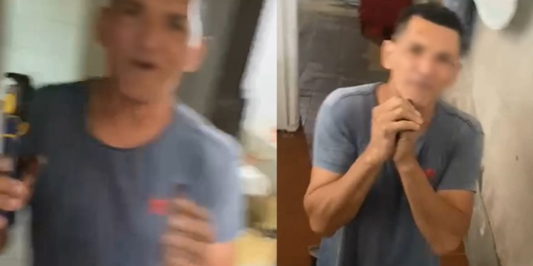 O suspeito juntou as mãos, pediu perdão e que não chamasse a polícia. Foto: Reprodução