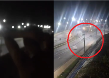 Nas imagens, eles aparecem de costas e com as mãos na cabeça. Foto: Reproduçaõ