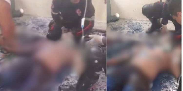 Vídeo mostra homem que caiu de andaime na Cidade Nova enquanto pintava escola