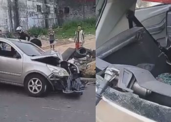 Motorista de Uber tem carro apedrejado na Cachoeirinha após atropelar motociclista na contramão