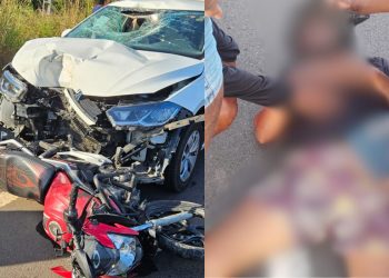 Motorista atropela casal em moto e foge sem prestar socorro em Manacapuru