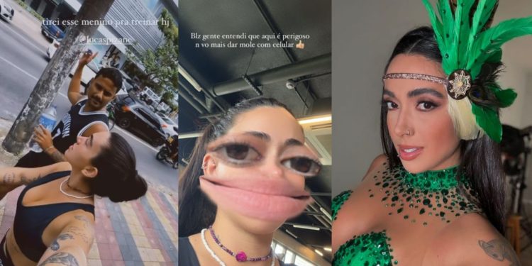 Caminhando pelas ruas de Manaus com celular na mão, ex-BBB Giovanna recebe alerta dos seguidores: 'perigoso'