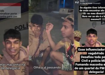 VÍDEO: Influencer grava vídeo fumando mac0nha em delegacia de Manaus e passa a ser procurado por policial da Rocam