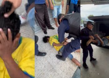 Vídeo: 'Amostradinho' que roubou padaria no Novo Aleixo é capturado pelos cabelos e clama: "Deixa eu ir pra casa"