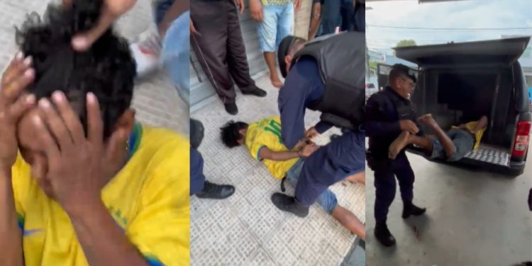 Vídeo: 'Amostradinho' que roubou padaria no Novo Aleixo é capturado pelos cabelos e clama: "Deixa eu ir pra casa"