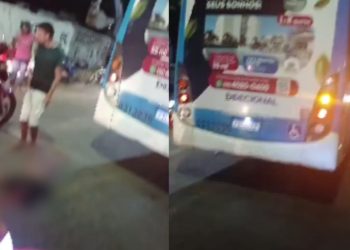 Vídeo forte: Motorista de ônibus foge para igreja após matar pedestre atropelado em Manaus