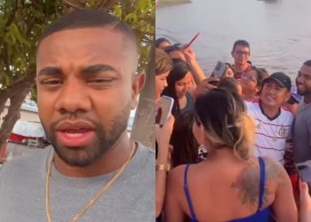 Vídeo: De volta ao Amazonas, Davi marca presença na Festa do Cacau para assistir show do Nadson O Ferinha