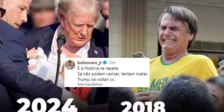 'A história se repete': Filhos de Bolsonaro comparam tiros em comício de Trump à facada de 2018